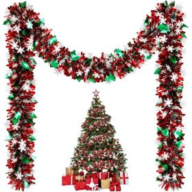 Christmas Tinsel Garland 131 Ft, Red Green White Metallic Foil Garland For Christmas Tree, Party, Home And Holiday Decor