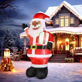 7 FT Lighted Christmas Inflatable Decoration, Inflatable Black Santa Claus Holding Gift, Funny Blow Up Yard Decorations With Built-in LED Lights For H