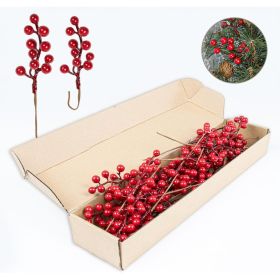 Artificial Red Holly Berry Stems 32 Units, 6.5 Inch Christmas Berry Picks For Tree, Wreaths, Winter Holiday And DIY Decor
