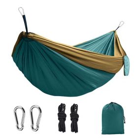 1pc Outdoor Camping Hammock; Portable Nylon Parachute Hammock 106*55in (Green_Purple: 106*55in Dark Green And Camel)