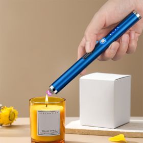 Electric Lighter Arc Windproof Flameless USB Lighter Power Display Rechargeable Lighter With Safety Lock For Candle BBQ Camping (Green_Purple: Pink)