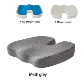 Gel Memory Foam U-shaped Seat Cushion Massage Car Office Chair for Long Sitting Coccyx Back Tailbone Pain Relief Gel Cushion Pad (Green_Purple: Mesh grey, Specification: B Memory cotto)