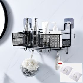 Shower Wall Shelf Wall Mounted Bathroom Shelves Storage Rack Toilet WC Accessories Kitchen Free Punch Condiment Storage Baskets (Green_Purple: Upgrade black large, Ships From: China)
