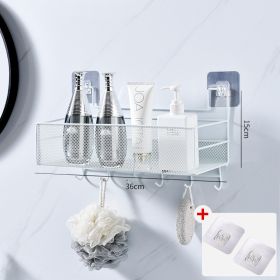 Shower Wall Shelf Wall Mounted Bathroom Shelves Storage Rack Toilet WC Accessories Kitchen Free Punch Condiment Storage Baskets (Green_Purple: Upgrade white large, Ships From: China)