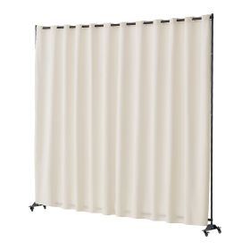 Room Divider, Portable Panel Room Divider with Wheels Curtain Divider Stand, Freestanding Room Divider Privacy Screen for Office, Bedroom, Dining (Green_Purple: Off White, Number of Panels: Single-Sided Panel)