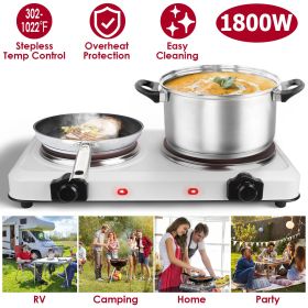 2000W Electric Infrared Dual Burner Portable Heating Hot Plate Stove Countertop RV Hotplate with 7.5' & 6.3' Glass Cooktop Stepless Temperature A (Green_Purple: White)