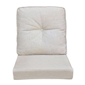 Outdoor Deep Seat Cushion Set, Waterproof & Fade Resistant Patio Chair Replacement Cushions for Outdoor Furniture, 1 Back & 1 Seat Cushion (Green_Purple: Khaki)
