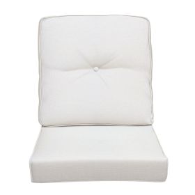 Outdoor Deep Seat Cushion Set, Waterproof & Fade Resistant Patio Chair Replacement Cushions for Outdoor Furniture, 1 Back & 1 Seat Cushion (Green_Purple: Beige)