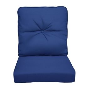 Outdoor Deep Seat Cushion Set, Waterproof & Fade Resistant Patio Chair Replacement Cushions for Outdoor Furniture, 1 Back & 1 Seat Cushion (Green_Purple: Navy Blue)
