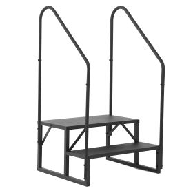Hot Tub Steps Outdoor, RV Steps with Handrail, Portable RV Stairs 2/3/4/5 Step, Heavy Duty Truck Camper Steps Ladders for Travel Trailers, 5th Wh (size: 2 step 2 handrails)