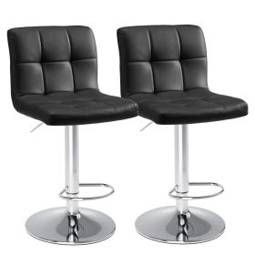Bar Stools Set of 2, Counter Height Barstools,Square Seat Cushion Barstool with Back, Height Adjustable PU Leather Swivel Barstool (Green_Purple: Black 2-Pack)