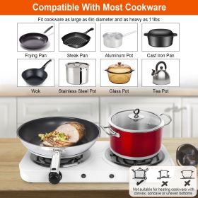 Portable Double Electric Burner, 2000W Even Heating with Independent Thermostat, Compact Hot Plate for College Dorms Small Apartments Campers (Green_Purple: White)