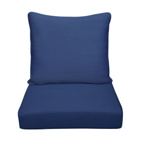 Outdoor Deep Seat Cushion Set, Waterproof & Fade Resistant Patio Chair Replacement Cushions for Outdoor Furniture, Removable and Washable Cover (Green_Purple: Navy Blue)