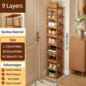 3/6/9-layer Expandable Folding Bamboo Storage Rack, Multi-layer Space-saving Storage Organizer, No Installation Required (size: 9rd floor)