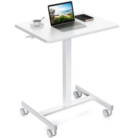 Adjustable Rolling Desk Laptop Computer Cart for Home, Office, Classroom,Overbed Table (Green_Purple: White)
