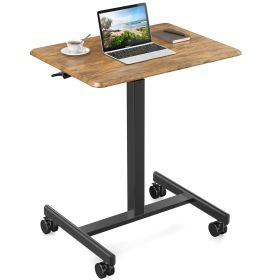 Adjustable Rolling Desk Laptop Computer Cart for Home, Office, Classroom,Overbed Table (Green_Purple: Brown)