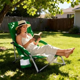 Portable Folding Patio Chaise Lounge With Storage Pocket And Carry Bag | 250 Lbs Weight Capacity, Mesh Breathable Backrest, Alloy Steel Frame (Green_Purple: Green)