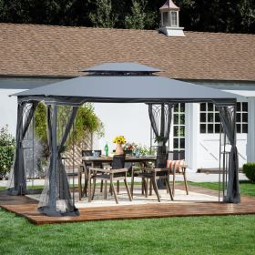 13x10 Outdoor Patio Gazebo Canopy Tent With Ventilated Double Roof And Mosquito net(Detachable Mesh Screen On All Sides); Suitable for Lawn;  Gar (Green_Purple: Gray)