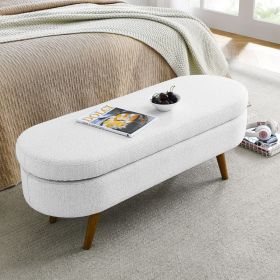 Ottoman Oval Storage Bench,Rubber Wood Legs (Green_Purple: White)