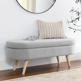 Ottoman Oval Storage Bench,Rubber Wood Legs (Green_Purple: Grey)