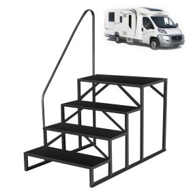 Hot Tub Steps Outdoor, RV Steps with Handrail, Portable RV Stairs 2/3/4/5 Step, Heavy Duty Truck Camper Steps Ladders for Travel Trailers, 5th Wh (size: 4 Steps)