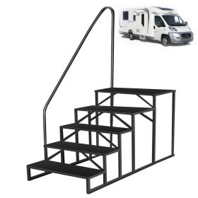 Hot Tub Steps Outdoor, RV Steps with Handrail, Portable RV Stairs 2/3/4/5 Step, Heavy Duty Truck Camper Steps Ladders for Travel Trailers, 5th Wh (size: 5 Steps)