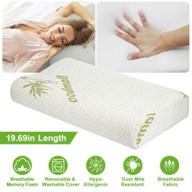 Bamboo Memory Foam Sleep Pillow Contoured Cervical Orthopedic Pillow Neck Support Breath Pillow (Green_Purple: as picture)