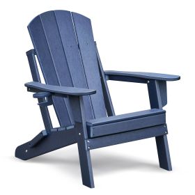 Folding Adirondack Chair Weather Resistant, Outdoor HDPE Lawn Chair (Green_Purple: Blue)