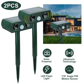 Ultrasonic Animal Repeller Solar Powered Motion Sensor Repellent IPX4 Waterproof Outdoor For Farm Garden Yard Repelling Deer Raccoon Cat Dog Rabb (Green_Purple: 2Pcs/Set)