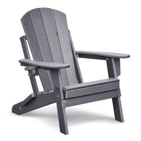 Folding Adirondack Chair Weather Resistant, Outdoor HDPE Lawn Chair (Green_Purple: Gray)