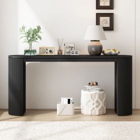 Curved Design Console Table with Unique Vertical Stripe Design ,Suitable for Living Room,Study and Entrance (Green_Purple: Black, Material: MDF)
