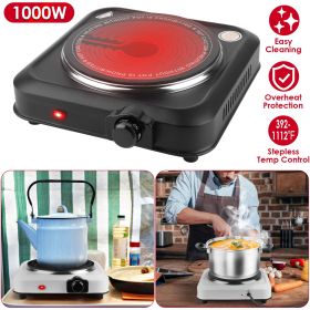 1000W Electric Infrared Single Burner Portable Heating Hot Plate Stove Countertop RV Hotplate with 7.5' Glass Cooktop Stepless Temperature Adjust (Green_Purple: Black)