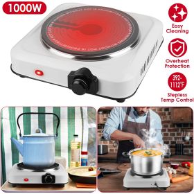 1000W Electric Infrared Single Burner Portable Heating Hot Plate Stove Countertop RV Hotplate with 7.5' Glass Cooktop Stepless Temperature Adjust (Green_Purple: White)