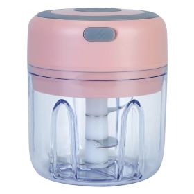 Mini Electric Garlic Chopper Ginger Chopper with 8.45OZ Capacity Cordless Garlic Mincer Food Chopper (Green_Purple: Pink)