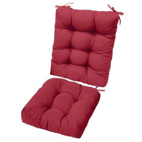 Waterproof Rocking Chair Cushion Upper And Lower Back And Seat Sets with Non-Slip Ties Oxford Cloth Surface Polyester Filling Comfortable for Ind (Green_Purple: WineRed_Pro)