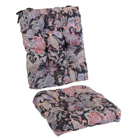 Waterproof Rocking Chair Cushion Upper And Lower Back And Seat Sets with Non-Slip Ties Oxford Cloth Surface Polyester Filling Comfortable for Ind (Green_Purple: Black_PinkLeaf_Pro)
