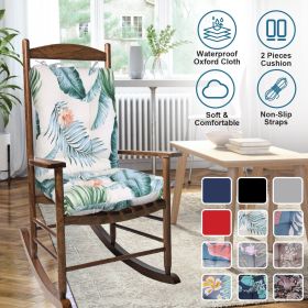 Waterproof Rocking Chair Cushion Upper And Lower Back And Seat Sets with Non-Slip Ties Oxford Cloth Surface Polyester Filling Comfortable for Ind (Green_Purple: Beige_ColorLeaf_Pro)