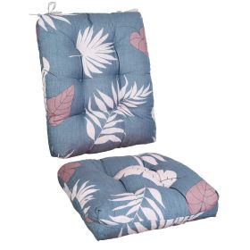 Waterproof Rocking Chair Cushion Upper And Lower Back And Seat Sets with Non-Slip Ties Oxford Cloth Surface Polyester Filling Comfortable for Ind (Green_Purple: Blue_GreyLeaf_Pro)