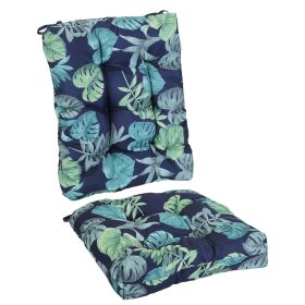 Waterproof Rocking Chair Cushion Upper And Lower Back And Seat Sets with Non-Slip Ties Oxford Cloth Surface Polyester Filling Comfortable for Ind (Green_Purple: Black_CyanLeaf_Pro)