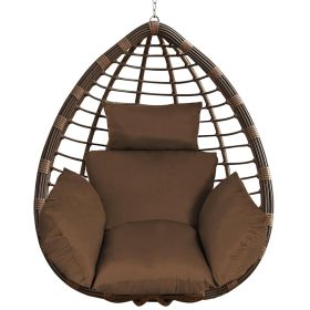 Egg Chair Cushion Hanging Basket Seat Cushion Thicken Soft Egg Swing Chair Pad Hanging Egg Chair Cushion with Headrest (Green_Purple: Coffee, size: One size)