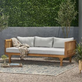 CLAREMONT 3 SEATER DAYBED (Green_Purple: Teak+Beige, Material: Wood+Waterproof Fabric)