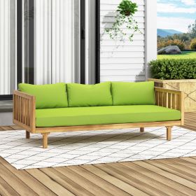 CLAREMONT 3 SEATER DAYBED (Green_Purple: Teak+Green, Material: Wood+Waterproof Fabric)