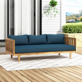 CLAREMONT 3 SEATER DAYBED (Green_Purple: Teak+Navy, Material: Wood+Waterproof Fabric)
